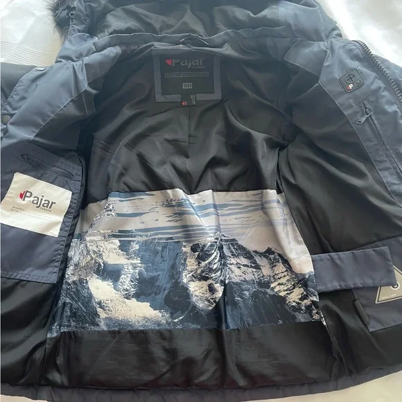Navy Blue Pajar Canada Winter Parka with Fur Hood - Picture 5 of 7